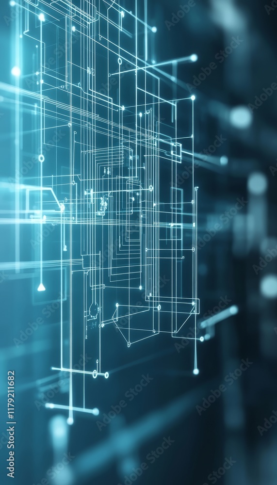 Poster abstract technology blueprint network of circuit diagrams for electronic engineering and design