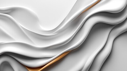 Obraz premium Abstract White and Beige Draped Fabric, Elegant Waves, Smooth Texture, Soft Light, 3D Render