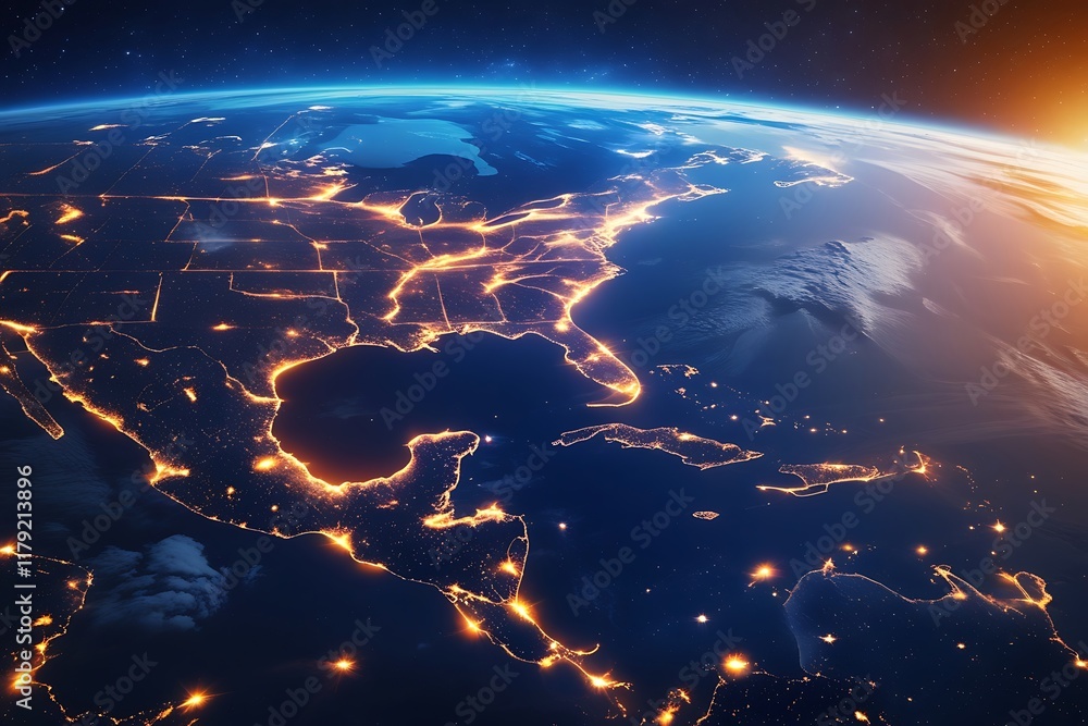 Aufkleber interconnected global communication technology and telecommunication concept, showcasing intricate w
