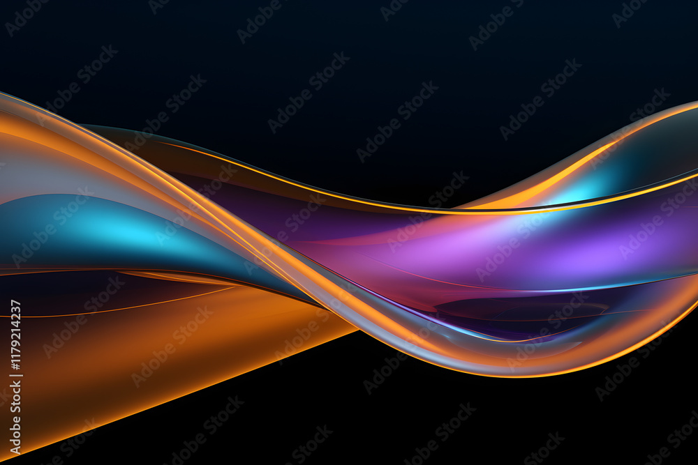 Aufkleber colorful flowing waves create an abstract design in dark background