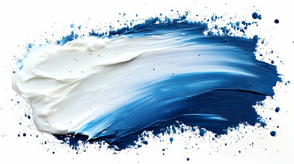Abstract Blue and White Paint Stroke Creates a Dynamic Visual Design with Splatter Accents Beautifully