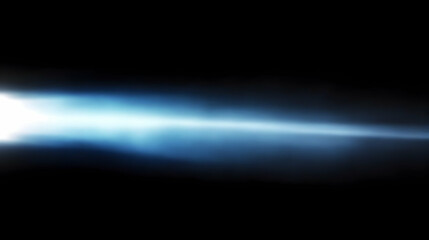Abstract Blue Light Streak Illuminates the Dark Background Dramatically and Mysteriously