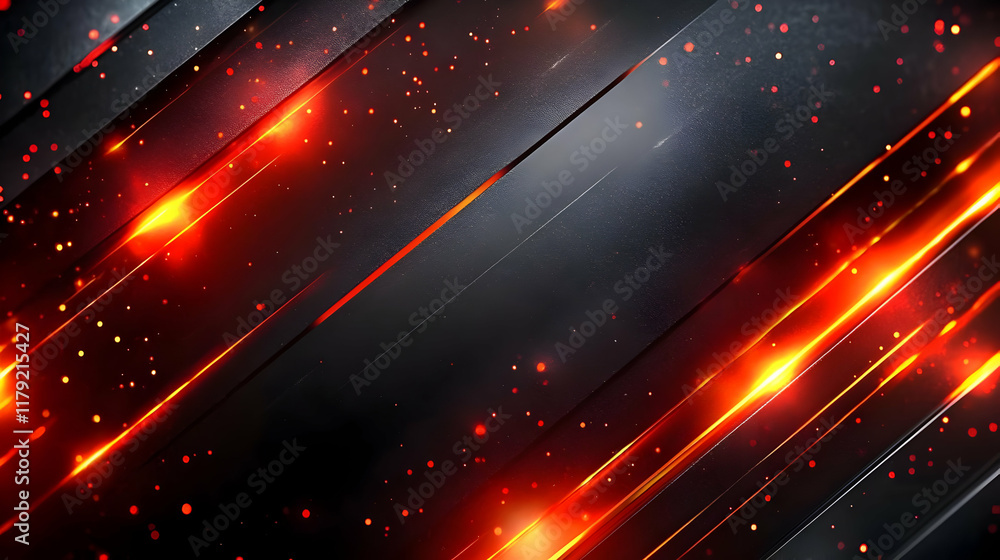 Aufkleber abstract background with glowing red lines and particles dynamically illuminating the scene
