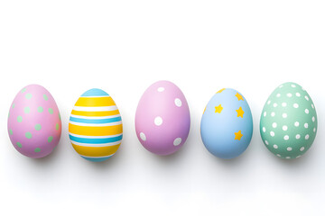 Fototapeta premium Colorful easter eggs collection isolated on white background