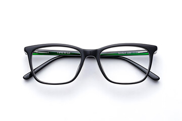 A pair of classic, black-rimmed eyeglasses isolated on white background