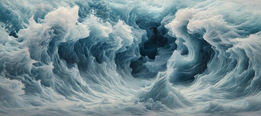 Abstract cloud network illustration with soft textures in pastel blue and white tones