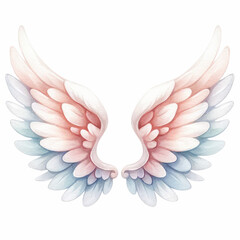 Fototapeta premium Beautiful watercolor angel wings with soft pastel colors and delicate details