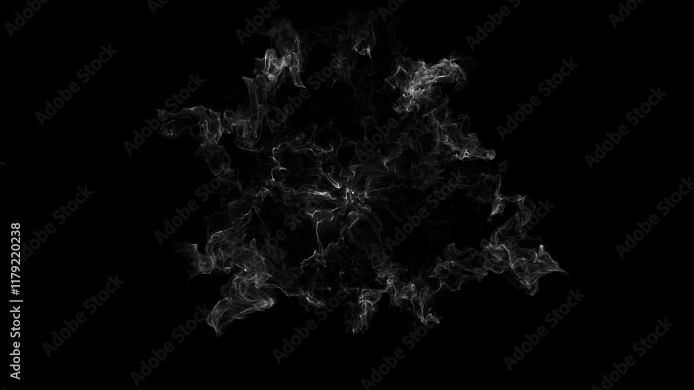 Poster dynamic abstract visualization of a white energy shockwave with rippling patterns radiating outward 