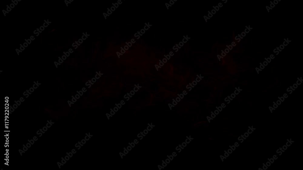 Poster dynamic close-up of vivid red ink or smoke dissolving and swirling in water with a black backdrop wi