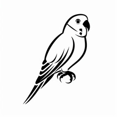 Obraz premium Cute Parakeet Vector Logo in Black and White Outline Design