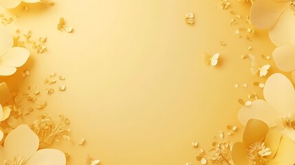 Yellow Paper Flowers and Butterflies Design