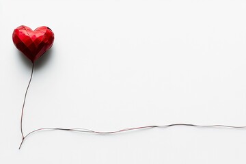 Simple and Minimal Valentine Heart Decoration with a Red Color Theme on a White Background for Romantic and Festive Celebrations
