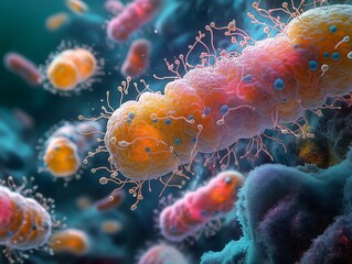 Obraz premium Floating Bacteria Microscopic World Revealed