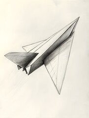Obraz premium A clean sketch of a paper plane flying across a plain background. 