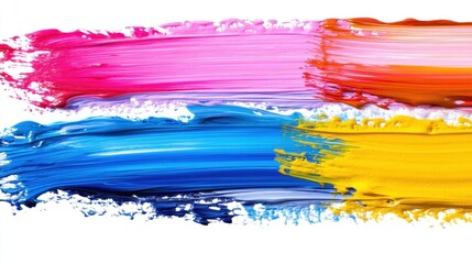 Vibrant Acrylic Paint Strokes, Abstract Colorful Texture.
