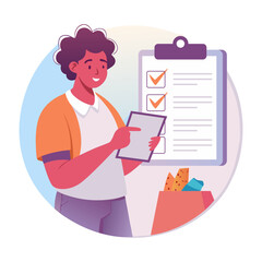 A flat illustration of shopping bags in a cart 

