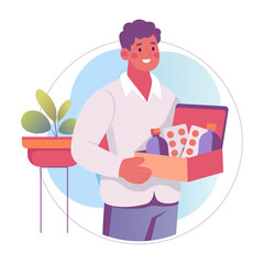 A person buying medicine illustration in flat style 

