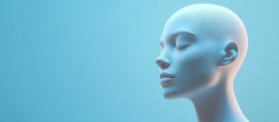 3D head, woman and human artificial intelligence of ai generated profile, future tech and machine learning engineering.