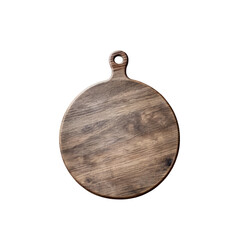 Rustic Charm: A round, wooden cutting board with a unique grain pattern and a small handle, perfect...
