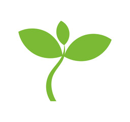 Plant seedling icon. Eco friendly symbol. Spring green plant icon isolated on white. Vector illustration.