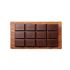 Dark Chocolate Bar on Wooden Board 