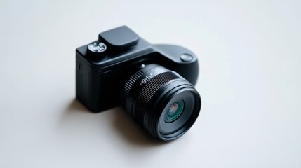 Fototapeta premium Compact smart camera with digital features, isolated on a plain white background