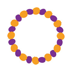 Stylized Apricots and Plums Circular Frame border in trendy summer shades. Summer Copyspace Template