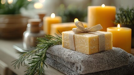 Luxurious Corporate Spa Day Incentive Setup with Gift Certificates and Wellness Products in Stylish Office Lounge