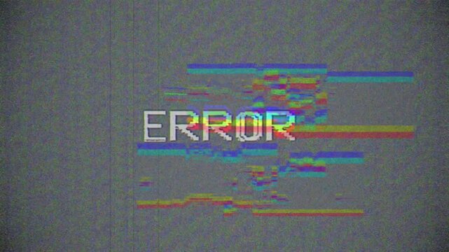 White pixelated text spelling out error appears on a grey screen, indicating a critical failure or malfunction in a computer system, evoking feelings of frustration and technical difficulty.