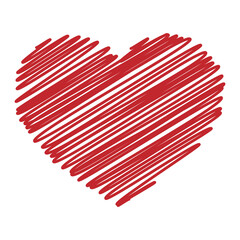 手書き風の赤いハート　グラフィック素材　背景透過　png