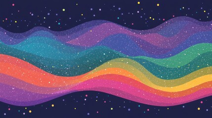 Fototapeta premium Colorful wavy abstract background with glitter and stars.