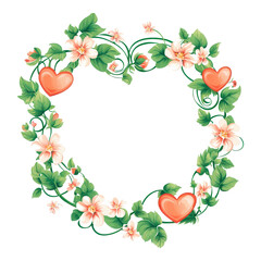 Romantic floral heart decoration garden path digital artwork nature close-up love theme