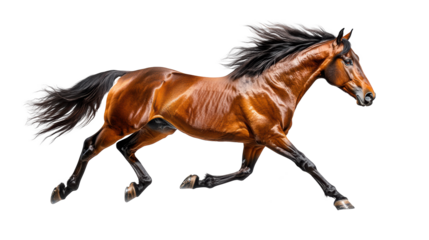 Majestic Brown Horse Running on a Transparent Background