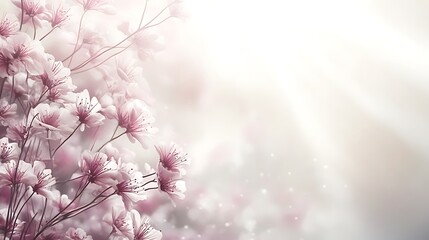 Delicate Pink Blossoms Branching Softly In Springtime Light