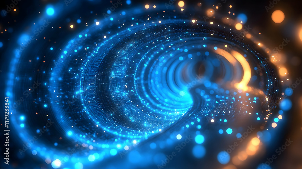 Aufkleber abstract background swirls with sparkling blue and gold particles dynamically