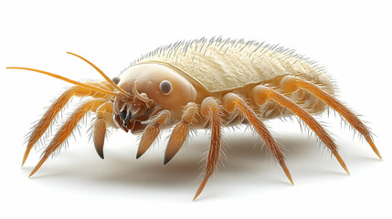 3D Render of a Mite Crawling on a White Surface, Highly Detailed