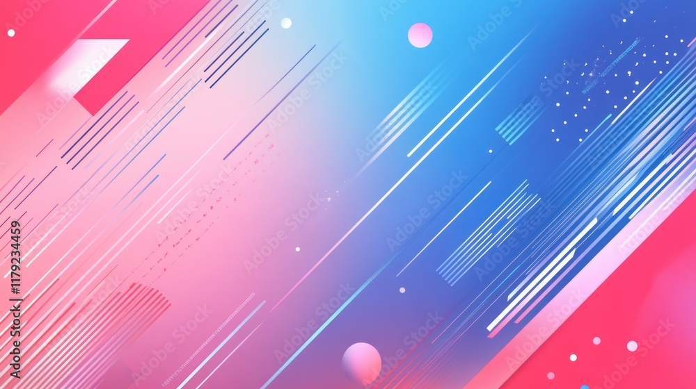 Aufkleber abstract pink and blue gradient background with diagonal lines and geometric shapes.
