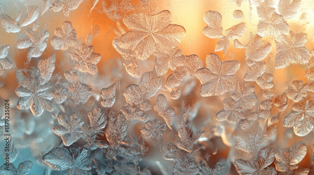 Poster intricate frost patterns on a windowpane
