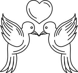 Birds  Love valentine  outline icon