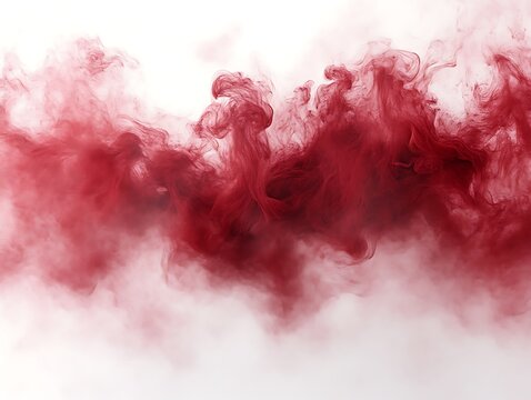 Abstract red smoke cloud on white background.