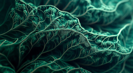 Obraz premium Intricate Leaf Veins Showcasing Nature's Complex Design in Vivid Detail