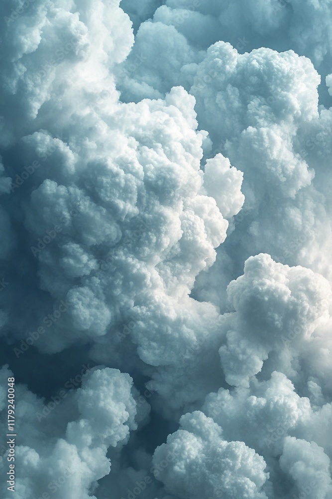 Poster cloud computing, an abstract background with soft textures in pastel blue and white tones