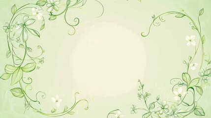 Obraz premium Elegant pastel green floral frame with copy space.
