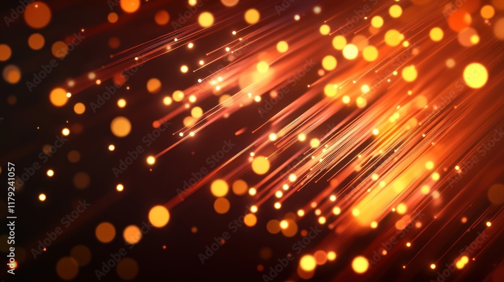 Poster abstract background with orange glowing lines and bokeh.