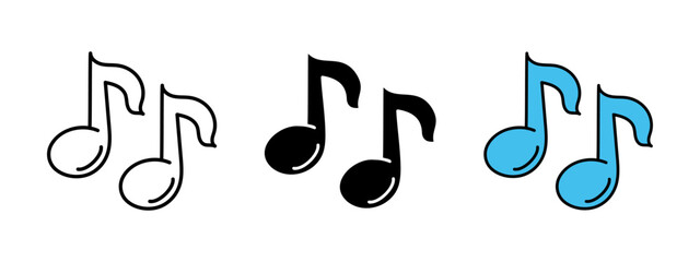 Music sheet icon. Musical note vector illustration. Melody symbol. Sound tune sign. Classical symphony pictogram. Tone harmony concept. Double music sheet or notes silhouette.