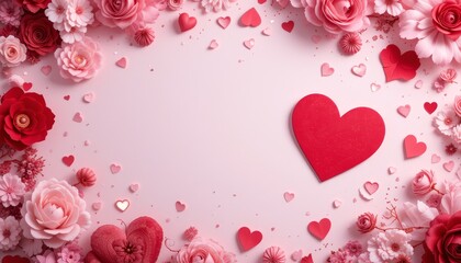 Obraz premium Valentine's Day Background with Floating Red Hearts and Soft Glow