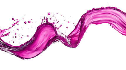 A deep magenta paint splash creating a wave-like pattern isolated on a transparent background, PNG 