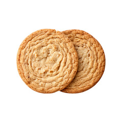 Obraz premium Two Classic Cookies: A close-up shot of two golden brown cookies, capturing the essence of simple pleasures and sweet indulgence.