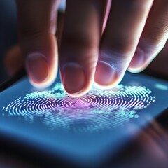 A close-up of biometric authentication being used for a mobile banking app.