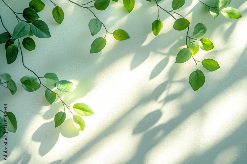 Poster a bright background features soft blurred green leaves, creating a serene and calming atmosphere wit